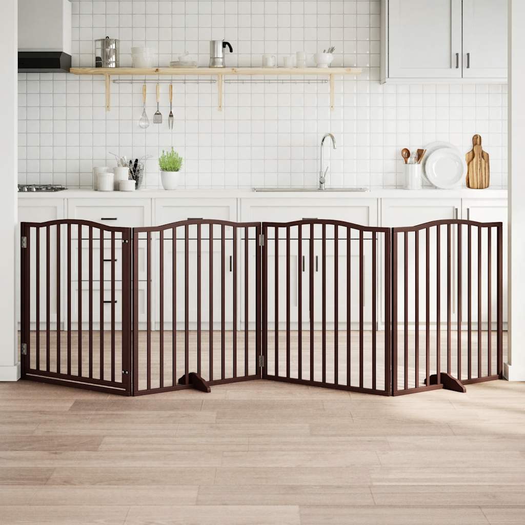 vidaXL Koiraportti taitettava 4 paneelia ruskea tammi 320cm poppelipuu