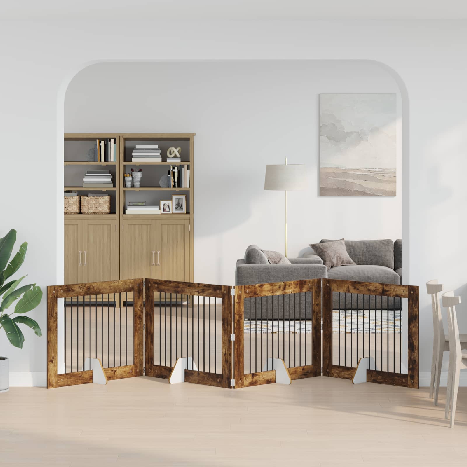 vidaXL Käytännöllinen koiraportti jalustoilla 4 kpl Savutammi 401 cm