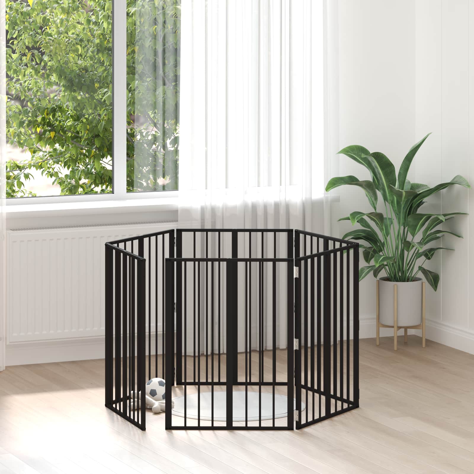 vidaXL Koiraportti 6 kpl Musta 60 x 80 cm Galvanoitu teräs