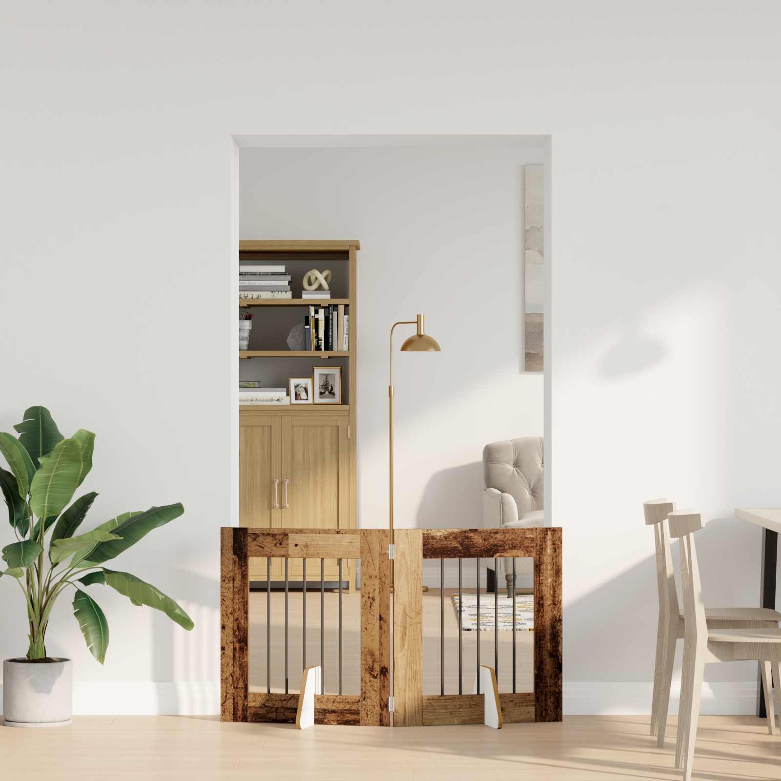 vidaXL Käytännöllinen koiraportti jalustoilla 2 kpl Vanha puu 120,5 cm