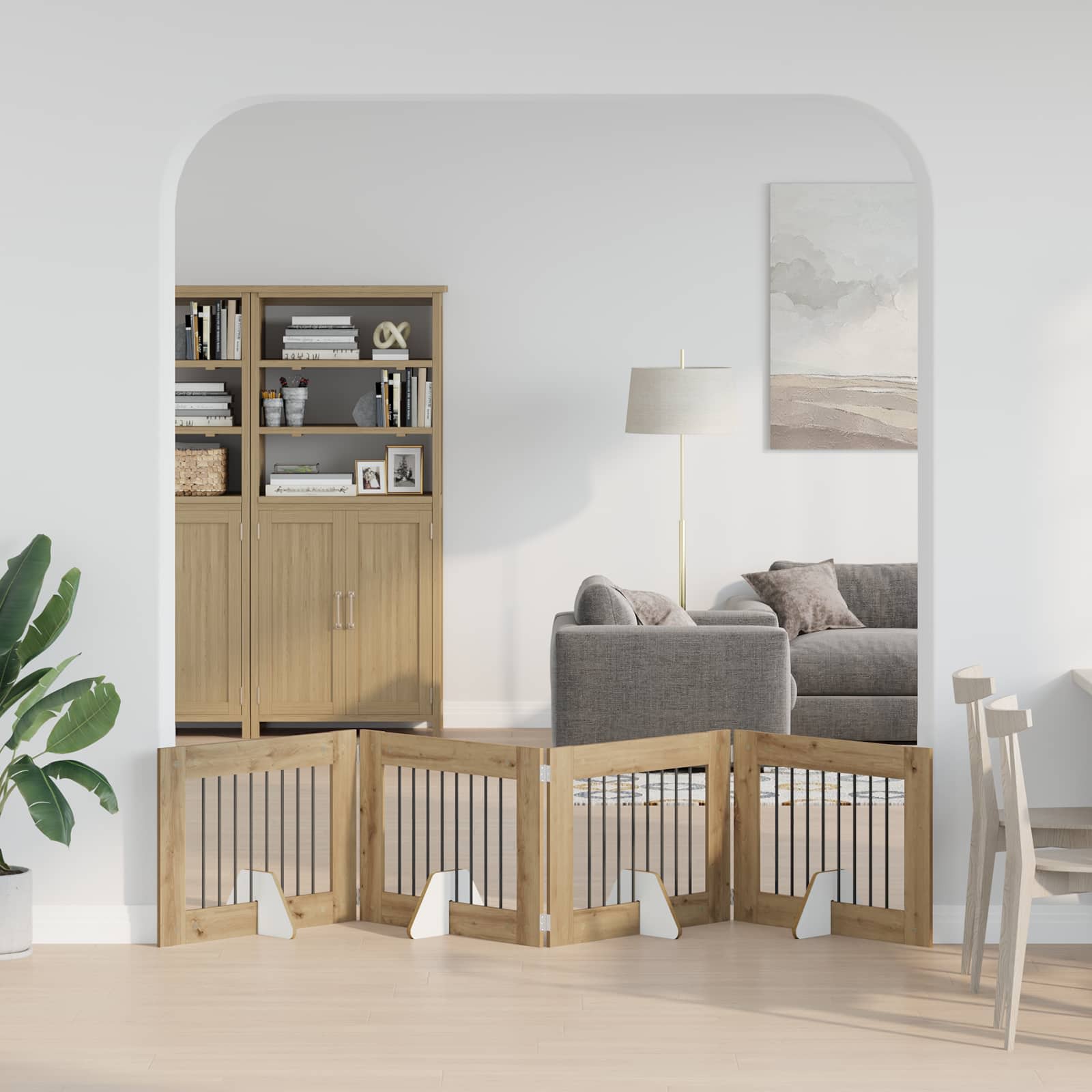 vidaXL Käytännöllinen koiraportti jalustoilla 4 kpl Artisaanitammi
