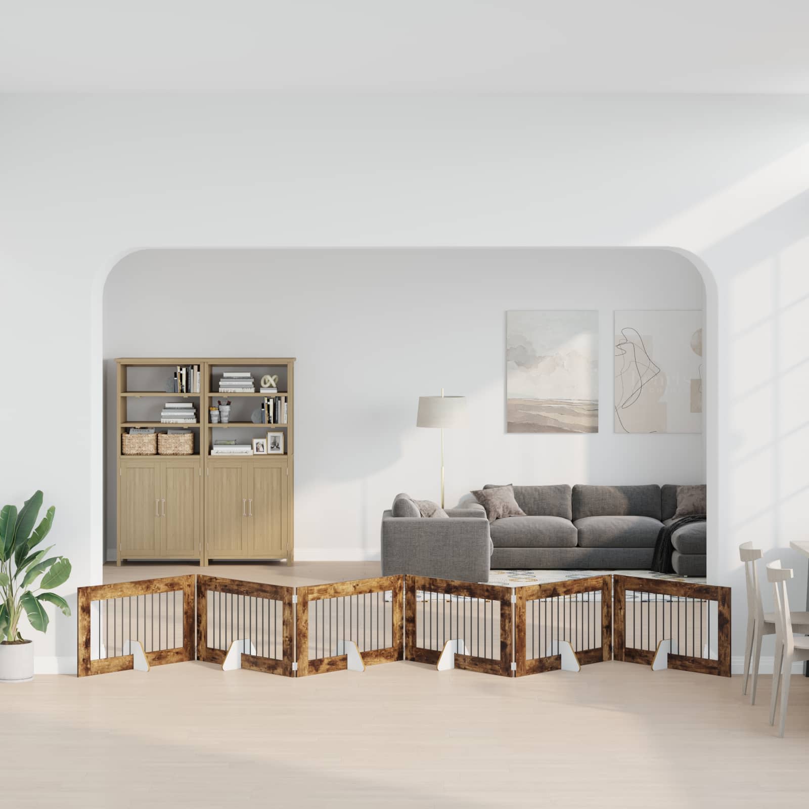vidaXL Käytännöllinen koiraportti jalustoilla 6 kpl Savutammi 602 cm