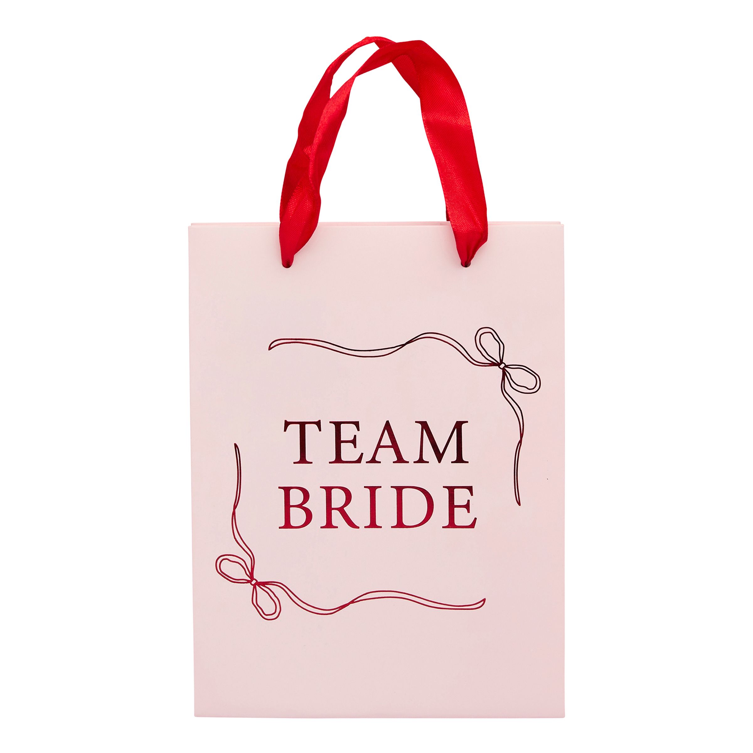 Team Bride -lahjapussit Vaaleanpunainen Rusetti - 5-pakkaus