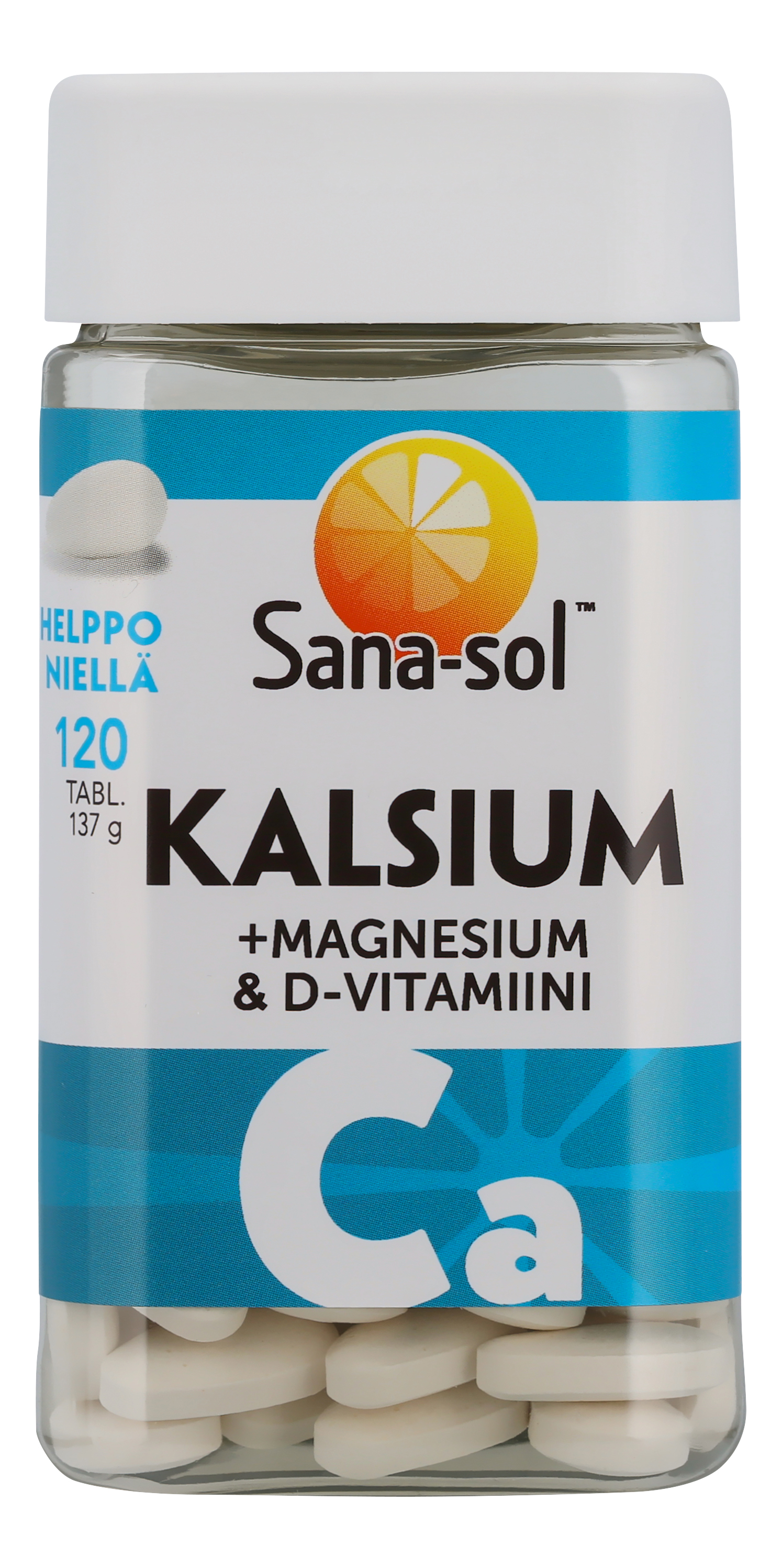 Sana-sol Kalsium+Magnesium ja D-vitamiini 120tabl