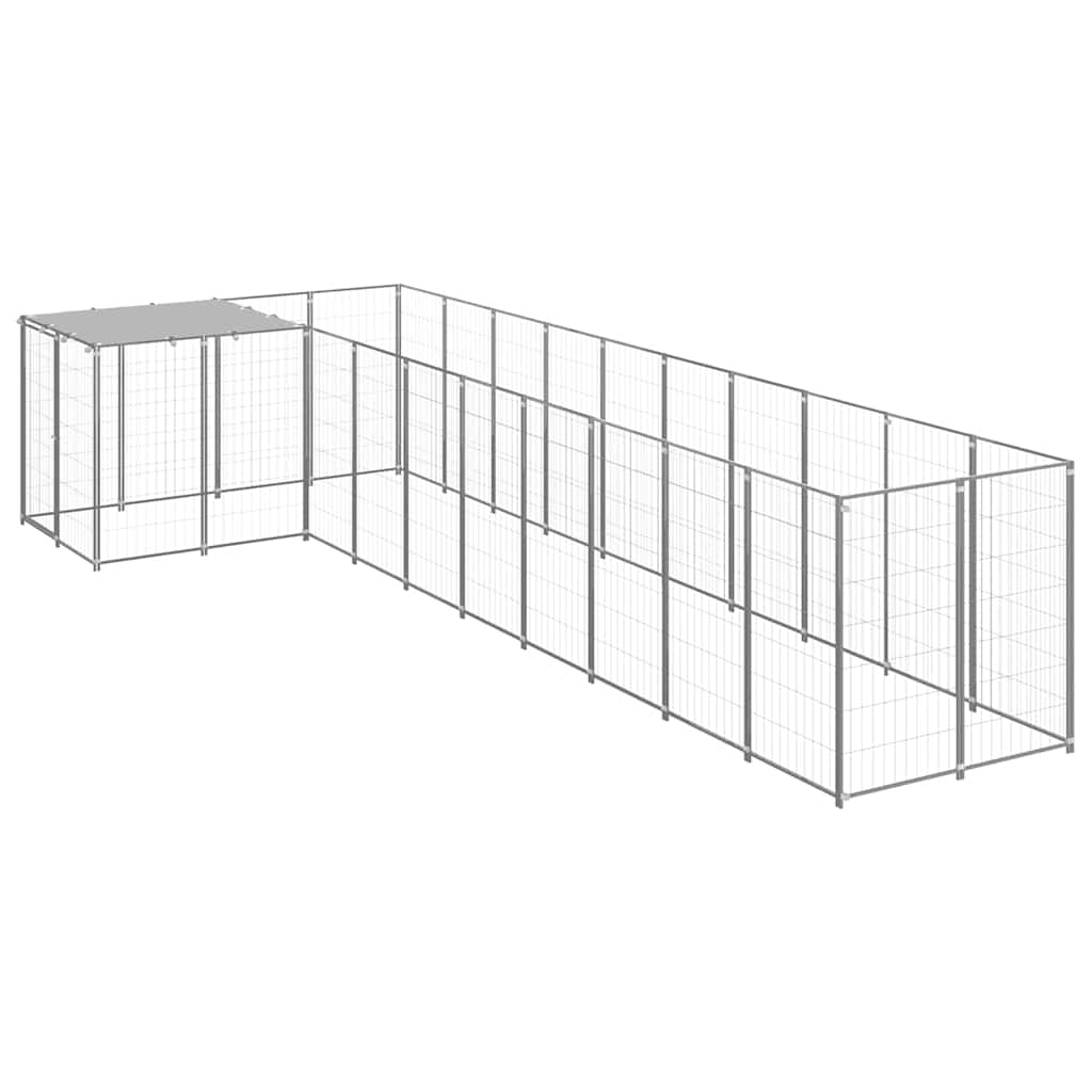 vidaXL Koiranhäkki hopea 7,26 m²