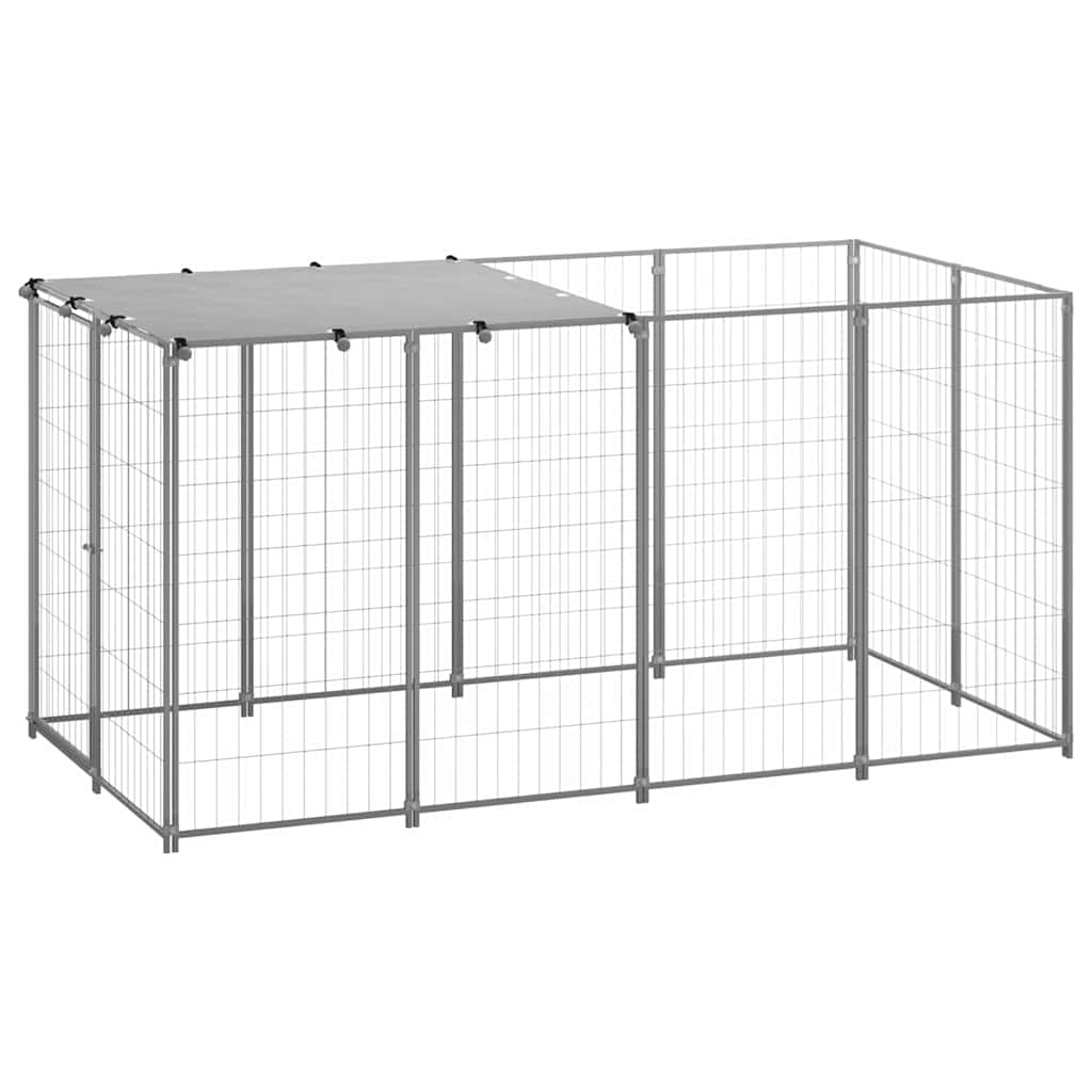 vidaXL Koiranhäkki hopea 2,42 m²