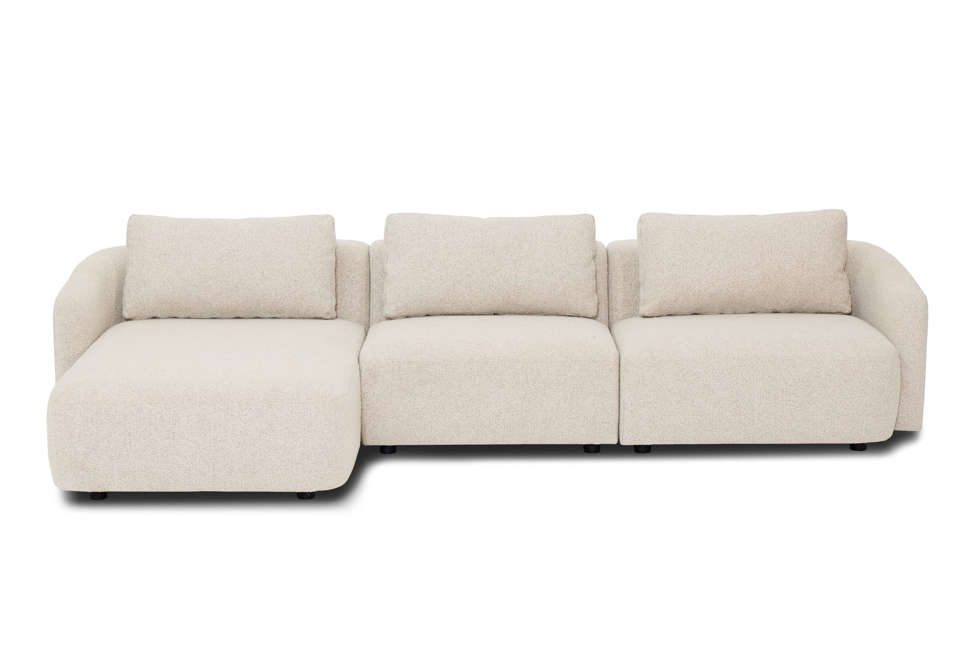 Milano vasenkätinen L-sohva beige bouclé