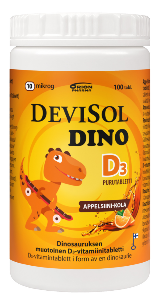 Devisol Dino appelsiini-kola 10 mikrog 100 tabl