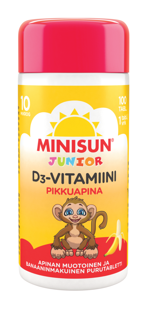 Minisun Junior Apina 10 mikrog 100 purutabl banaani